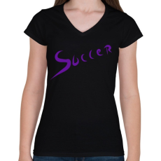 PRINTFASHION Soccer - Női V-nyakú póló - Fekete