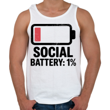 PRINTFASHION Social Battery - Férfi atléta - Fehér női trikó