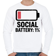PRINTFASHION Social Battery - Férfi pulóver - Fehér
