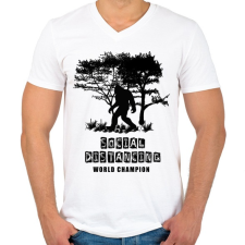 PRINTFASHION SOCIAL DISTANCING WB - Férfi V-nyakú póló - Fehér férfi póló