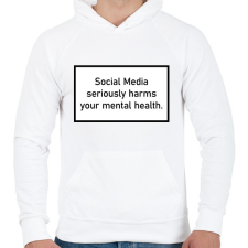 PRINTFASHION Social Media - Mental health - Férfi kapucnis pulóver - Fehér férfi pulóver, kardigán
