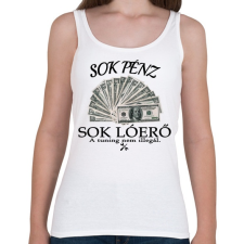 PRINTFASHION Sok pénz- Sok lóerő - Női atléta - Fehér női trikó