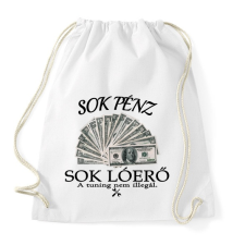 PRINTFASHION Sok pénz- Sok lóerő - Sportzsák, Tornazsák - Fehér tornazsák
