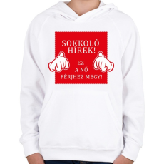 PRINTFASHION Sokkoló hírek!  - Gyerek kapucnis pulóver - Fehér