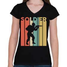 PRINTFASHION Soldier (colorful) - Női V-nyakú póló - Fekete női póló