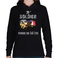 PRINTFASHION SOLDIER-LYNX - Női kapucnis pulóver - Fekete női pulóver, kardigán