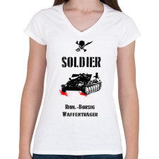 PRINTFASHION SOLDIER-rhm - Női V-nyakú póló - Fehér női póló