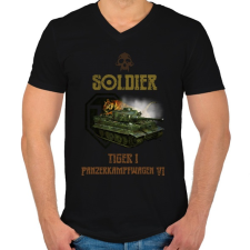 PRINTFASHION SOLDIER-TIGER1 - Férfi V-nyakú póló - Fekete férfi póló