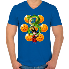 PRINTFASHION Son Goku - Férfi V-nyakú póló - Királykék férfi póló