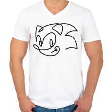 PRINTFASHION Sonic - Férfi V-nyakú póló - Fehér