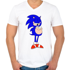 PRINTFASHION SonicGarfield - Férfi V-nyakú póló - Fehér