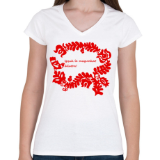 PRINTFASHION Sör bor pálinka páros minta #2 - Női V-nyakú póló - Fehér