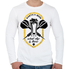 PRINTFASHION Sör és Darts - Férfi hosszú ujjú póló - Fehér férfi póló
