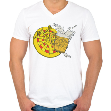 PRINTFASHION Sör és darts - Férfi V-nyakú póló - Fehér férfi póló