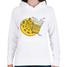 PRINTFASHION Sör és darts - Női kapucnis pulóver - Fehér női pulóver, kardigán