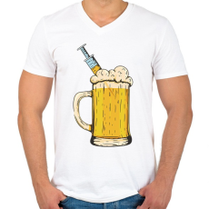 PRINTFASHION Sör injekció - Férfi V-nyakú póló - Fehér