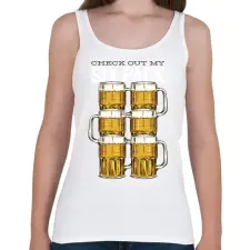 PRINTFASHION Sör six pack - Női atléta - Fehér női trikó