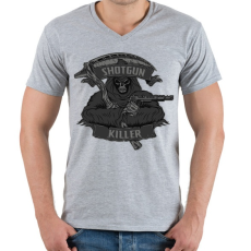 PRINTFASHION Sörétes gyilkos - Férfi V-nyakú póló - Sport szürke
