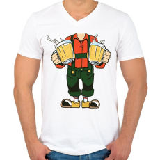 PRINTFASHION Sörimádó - Férfi V-nyakú póló - Fehér