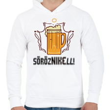 PRINTFASHION Sörözni kell - Férfi kapucnis pulóver - Fehér férfi pulóver, kardigán