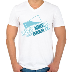 PRINTFASHION sörözni kell másik - Férfi V-nyakú póló - Fehér