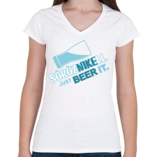PRINTFASHION sörözni kell másik - Női V-nyakú póló - Fehér női póló