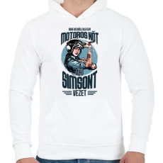 PRINTFASHION Sose becsülj alá egy motors nőt - Simson - Férfi kapucnis pulóver - Fehér