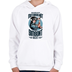PRINTFASHION Sose becsülj alá egy motors nőt - Simson - Gyerek kapucnis pulóver - Fehér