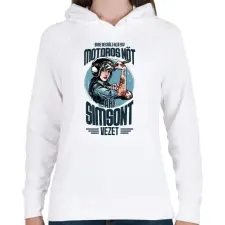 PRINTFASHION Sose becsülj alá egy motors nőt - Simson - Női kapucnis pulóver - Fehér női pulóver, kardigán