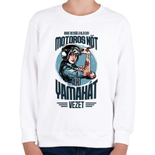 PRINTFASHION Sose becsülj alá egy motors nőt - Yamaha - Gyerek pulóver - Fehér gyerek pulóver, kardigán