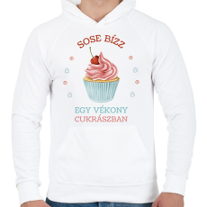 PRINTFASHION Sose bízz egy vékony cukrászban - Férfi kapucnis pulóver - Fehér
