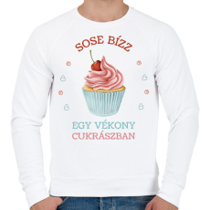 PRINTFASHION Sose bízz egy vékony cukrászban - Férfi pulóver - Fehér