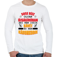 PRINTFASHION Sose bízz olyan újságíróban - Férfi hosszú ujjú póló - Fehér férfi póló
