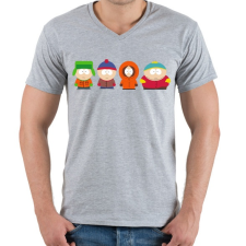 PRINTFASHION South Park - Férfi V-nyakú póló - Sport szürke férfi póló