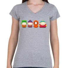 PRINTFASHION South Park - Női V-nyakú póló - Sport szürke