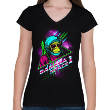 PRINTFASHION Space Monkey - Női V-nyakú póló - Fekete női póló