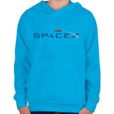 PRINTFASHION SpaceX - Tesla Roadster - Gyerek kapucnis pulóver - Azúrkék