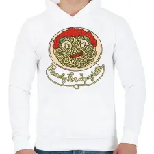 PRINTFASHION Spagetti - Férfi kapucnis pulóver - Fehér férfi pulóver, kardigán