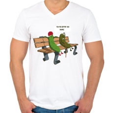 PRINTFASHION Spanok - Férfi V-nyakú póló - Fehér