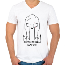 PRINTFASHION Spártai akadémia - Férfi V-nyakú póló - Fehér férfi póló