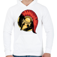 PRINTFASHION Spártai sisak - Férfi kapucnis pulóver - Fehér