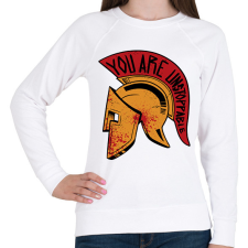 PRINTFASHION Spártai sisak - Női pulóver - Fehér női pulóver, kardigán