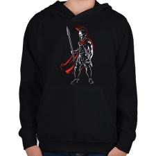 PRINTFASHION Spartan  - Gyerek kapucnis pulóver - Fekete gyerek pulóver, kardigán