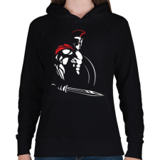 PRINTFASHION Spartan - Női kapucnis pulóver - Fekete női pulóver, kardigán
