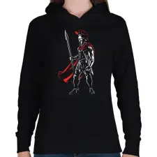 PRINTFASHION Spartan  - Női kapucnis pulóver - Fekete női pulóver, kardigán