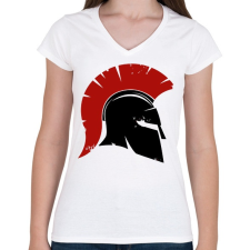 PRINTFASHION Spartan - Női V-nyakú póló - Fehér női póló