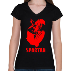 PRINTFASHION spartan - Női V-nyakú póló - Fekete