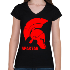 PRINTFASHION spartan - Női V-nyakú póló - Fekete