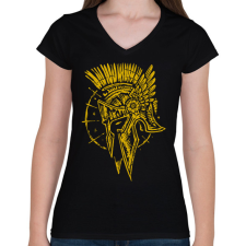 PRINTFASHION spartan - Női V-nyakú póló - Fekete női póló