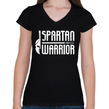 PRINTFASHION Spartan Warrior - Női V-nyakú póló - Fekete női póló